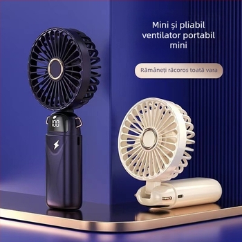 Ventilator mic pliabil USB, cu afișaj digital, pentru birou, cămin și utilizare în aer liber