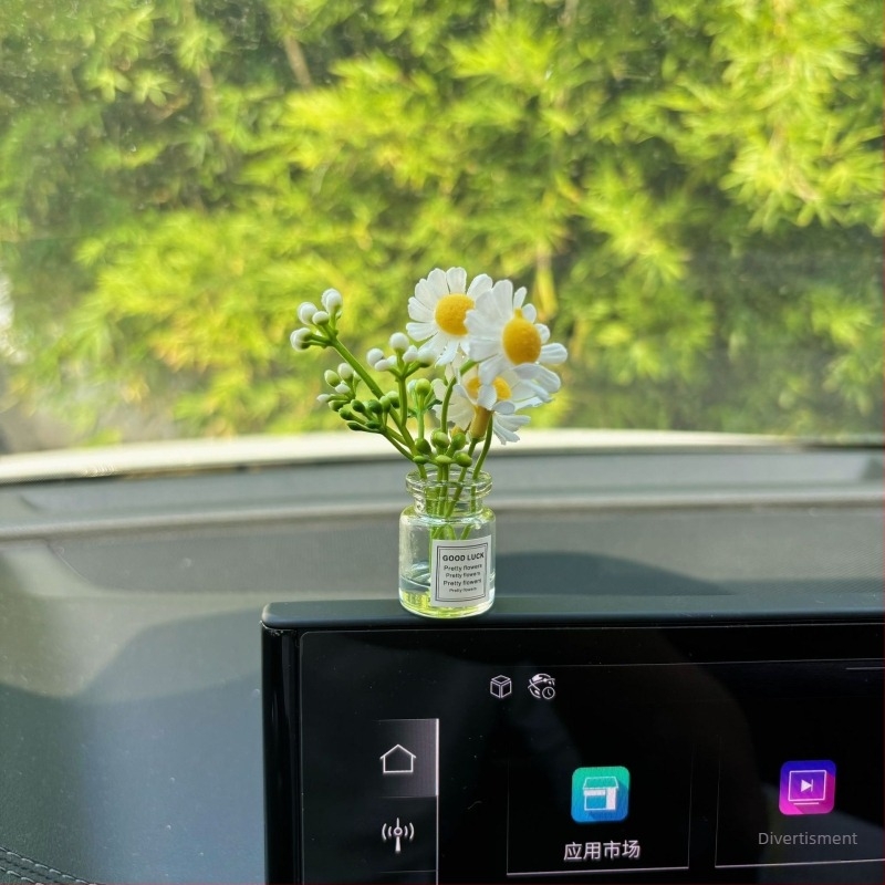 Ornament de interior pentru mașină din sticlă – floarea-soarelui, decor modern