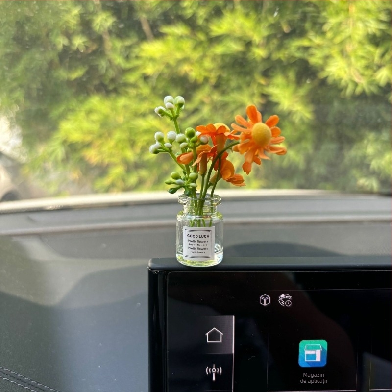 Ornament de interior pentru mașină din sticlă – floarea-soarelui, decor modern