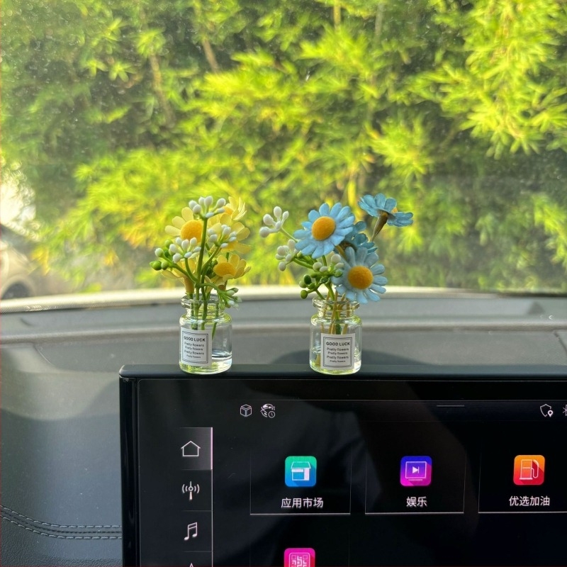 Ornament de interior pentru mașină din sticlă – floarea-soarelui, decor modern