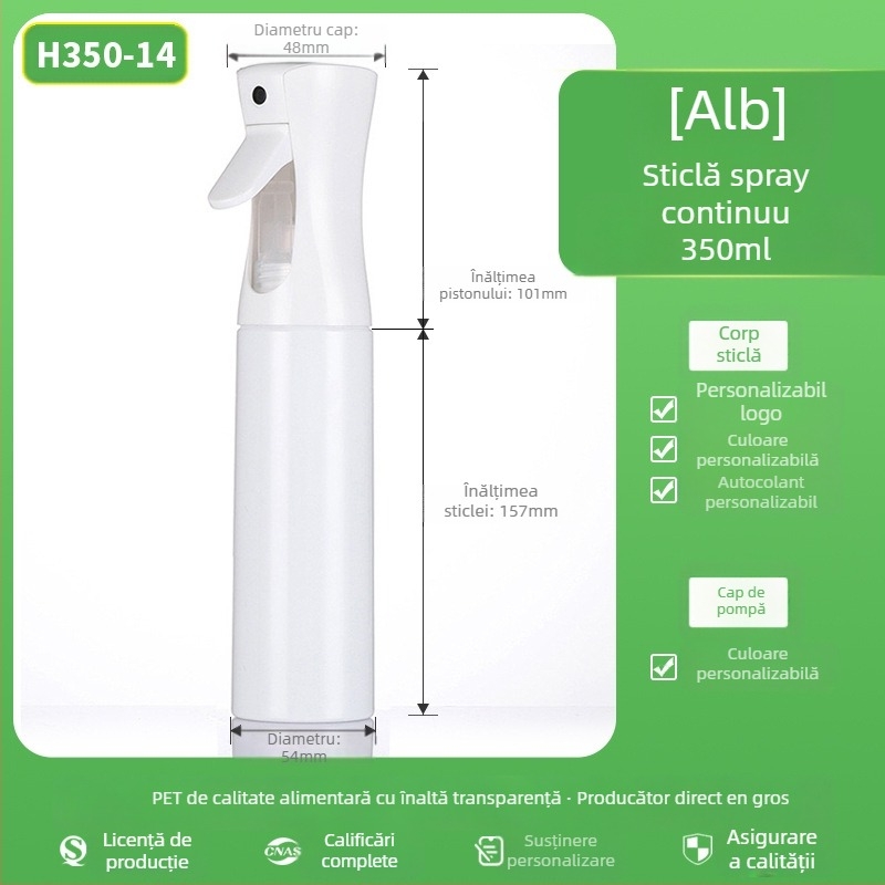 Sticlă spray cu suprafață mată, material PET, imprimare prin serigrafie, origine Zhejiang, marcă Senjia Plastic Industry, fără personalizare