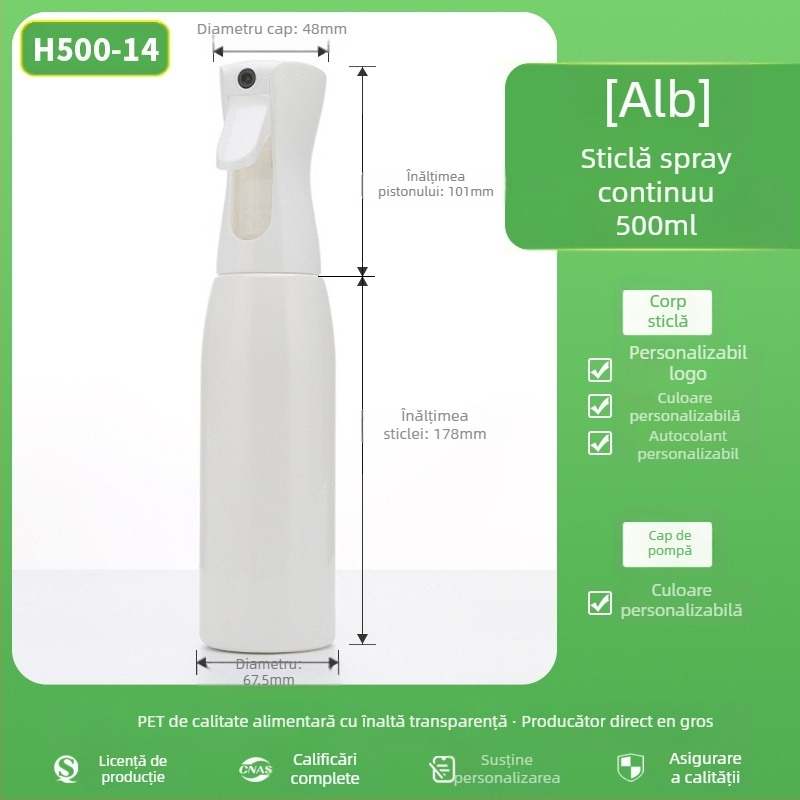 Sticlă spray cu suprafață mată, material PET, imprimare prin serigrafie, origine Zhejiang, marcă Senjia Plastic Industry, fără personalizare