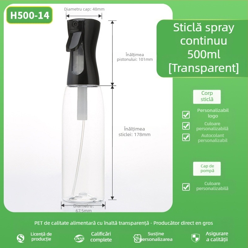 Sticlă spray cu suprafață mată, material PET, imprimare prin serigrafie, origine Zhejiang, marcă Senjia Plastic Industry, fără personalizare