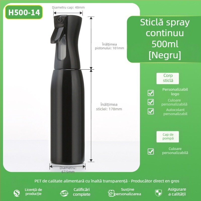 Sticlă spray cu suprafață mată, material PET, imprimare prin serigrafie, origine Zhejiang, marcă Senjia Plastic Industry, fără personalizare