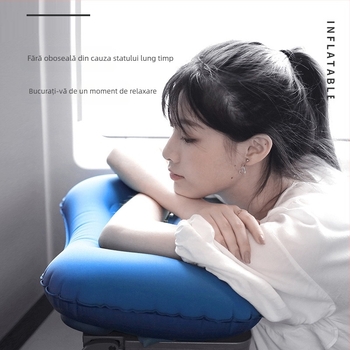 Pernă de călătorie gonflabilă – model pătrat FlyingBear, 10 cm grosime, PVC ecologic, greutate 100 g