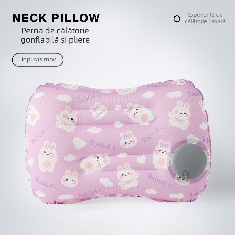 Pernă de călătorie gonflabilă – model pătrat FlyingBear, 10 cm grosime, PVC ecologic, greutate 100 g