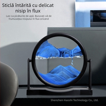 Pictură cu nisip curgător pentru living, artă în nisip 3D cu design geometric (Material: Sticlă; Proces de fabricație: Șlefuire; Suprafața: Polisare; Forma de agățare: Ornament; Stil: Geometrie)