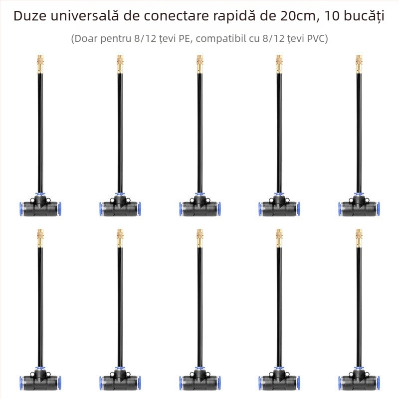 Duză de irigare Micro-spray cu unghi reglabil, duză universală 360°, instalare rapidă prin plug-in, pulverizator automat pentru grădină