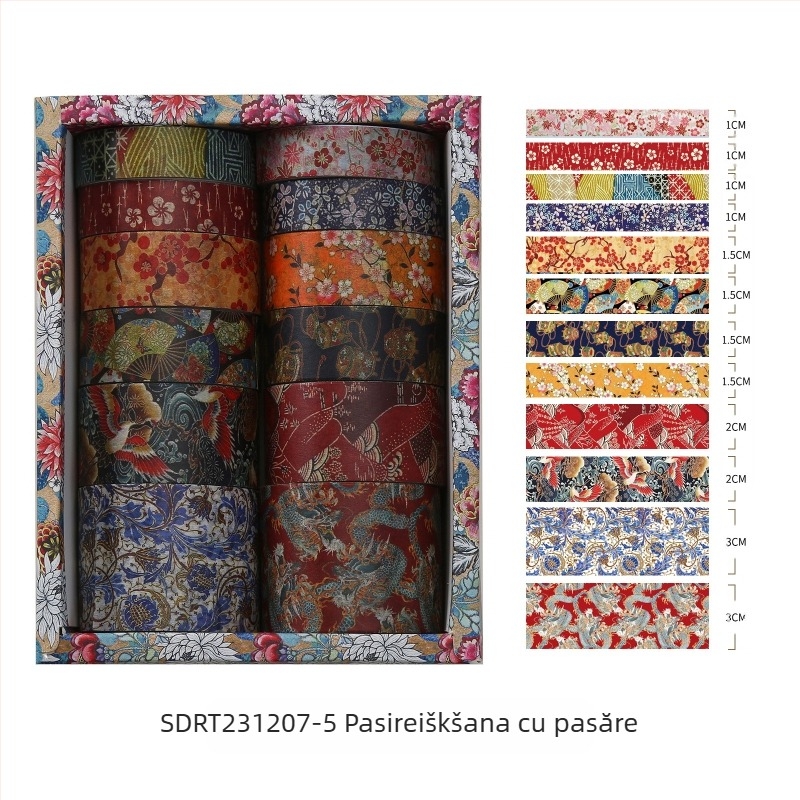 Set cu bandă washi pentru planner și autocolante pe hârtie Kyoto Yanyun, personalizabil, substrat: hârtie washi, grosime 0.02, utilizare generală