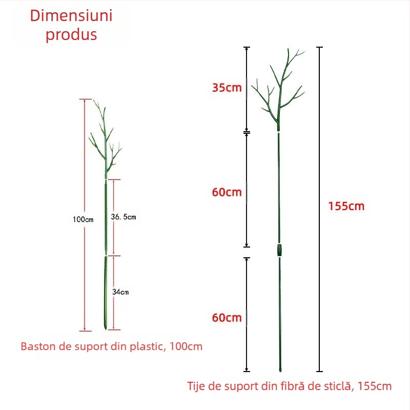 Bară de susținere pentru plante – plastic, pentru balcon și grădinărit acasă, suport anti-cădere pentru plante