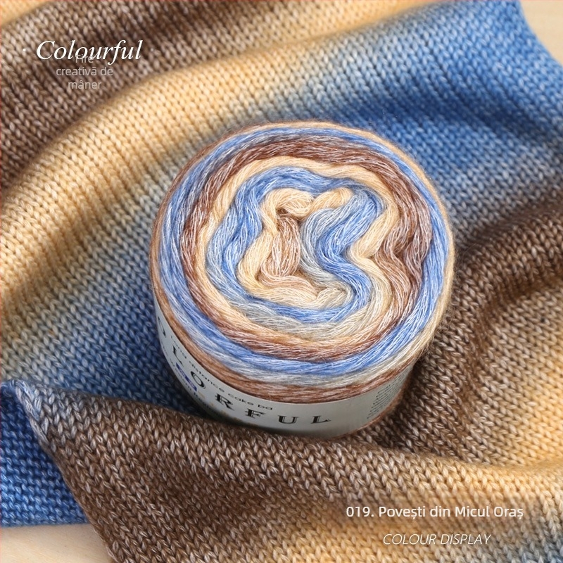 Ghem de lână gradient pentru tricotat manual – Spray-spun, grosime medie