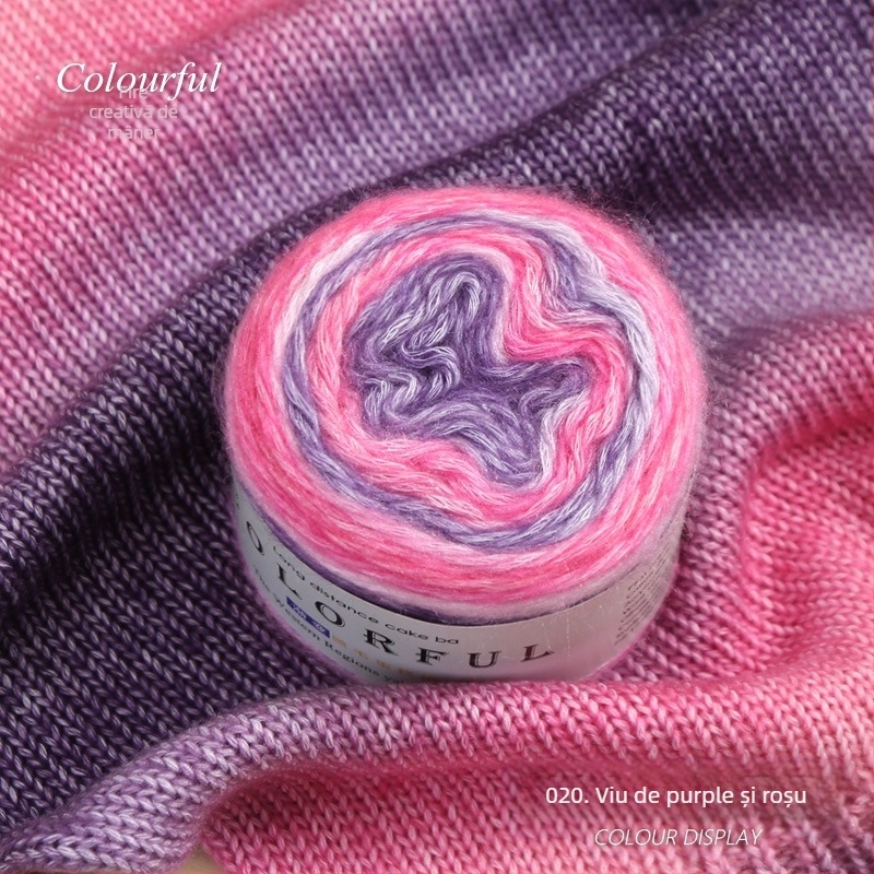 Ghem de lână gradient pentru tricotat manual – Spray-spun, grosime medie