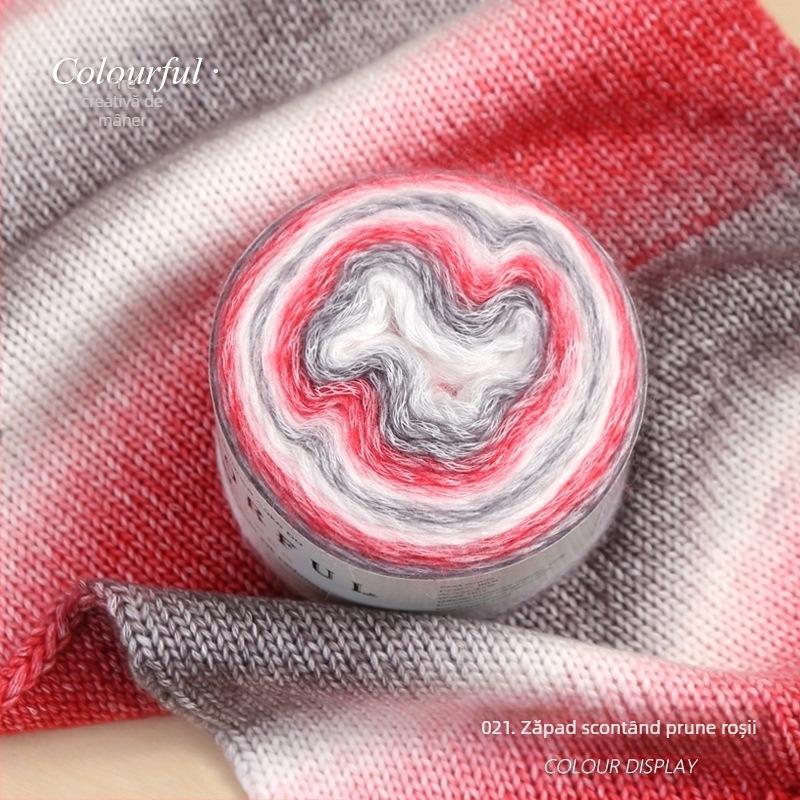 Ghem de lână gradient pentru tricotat manual – Spray-spun, grosime medie