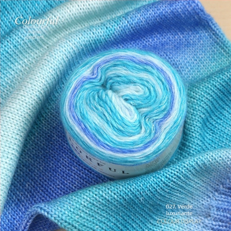 Ghem de lână gradient pentru tricotat manual – Spray-spun, grosime medie