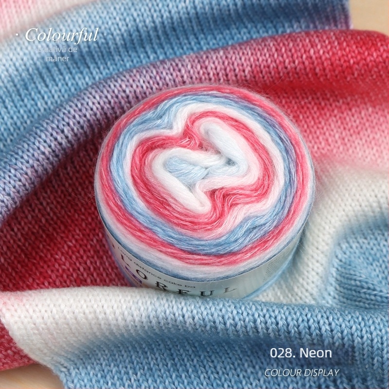 Ghem de lână gradient pentru tricotat manual – Spray-spun, grosime medie