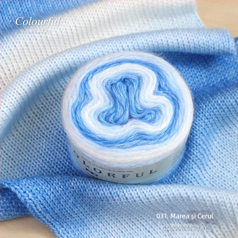 Ghem de lână gradient pentru tricotat manual – Spray-spun, grosime medie