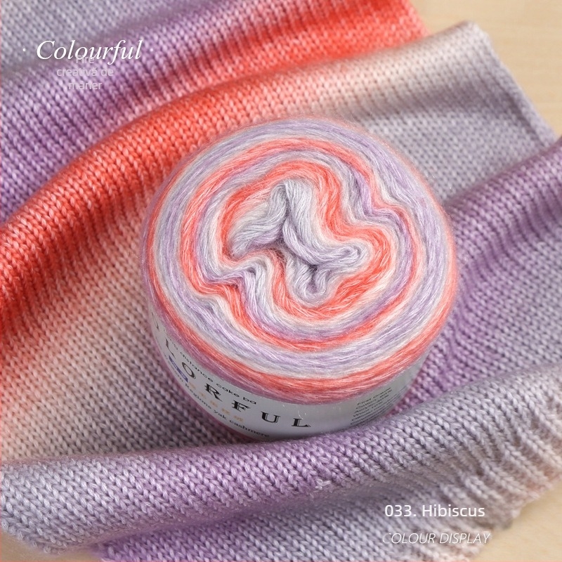 Ghem de lână gradient pentru tricotat manual – Spray-spun, grosime medie