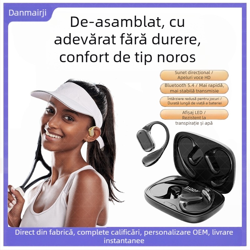 Căști Bluetooth cu traducere AI pentru ureche Q11 Q22 Q15Pro, Bluetooth 5.3, rază 10 m, autonomie 4–8 h, afișaj digital