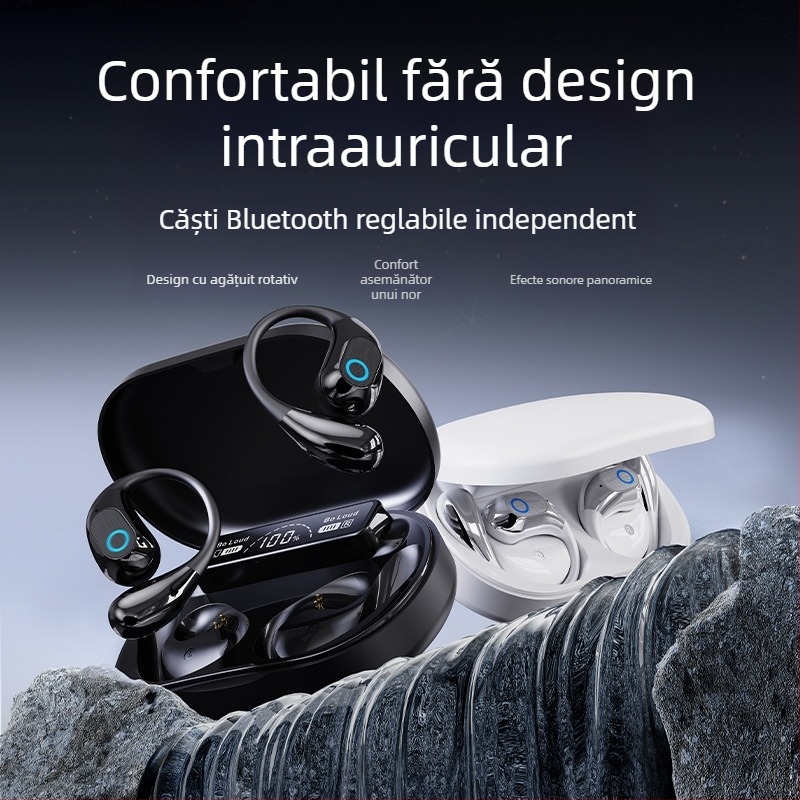Căști Bluetooth cu traducere AI pentru ureche Q11 Q22 Q15Pro, Bluetooth 5.3, rază 10 m, autonomie 4–8 h, afișaj digital