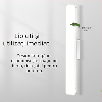 Lampă LED pentru noptieră cu atașare magnetică, protecție a ochilor, comutator tactil, reglaj intensitate, baterie litiu încorporată
