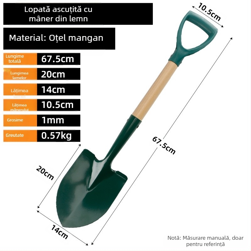 Lopată de săpat pentru grădină în aer liber, din oțel mangan, Autonomy, unealtă agricolă