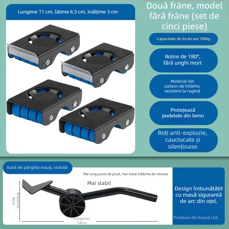 Cărucior mobil din oțel inoxidabil pentru living, bucătărie și baie — cu sarcină mare, fără montaj