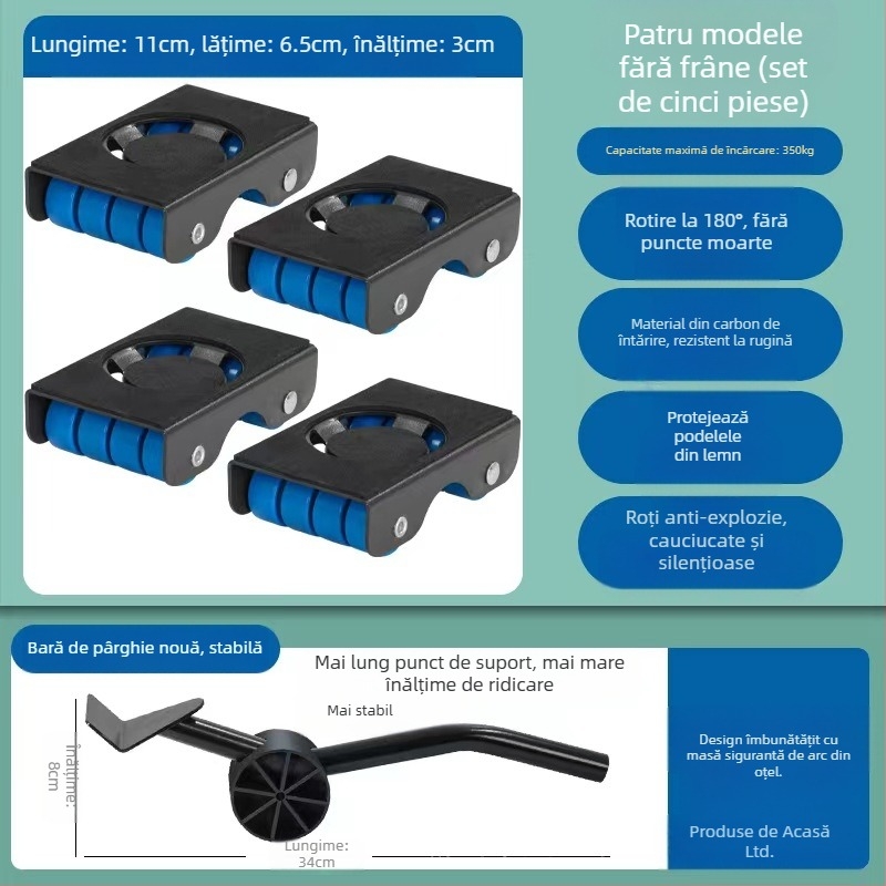Cărucior mobil din oțel inoxidabil pentru living, bucătărie și baie — cu sarcină mare, fără montaj