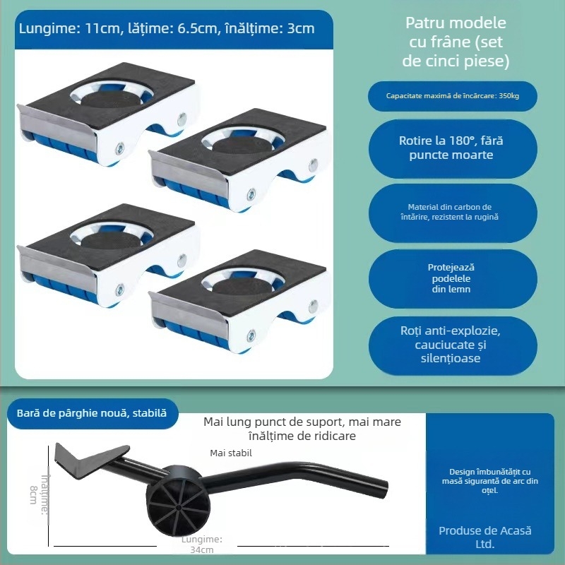 Cărucior mobil din oțel inoxidabil pentru living, bucătărie și baie — cu sarcină mare, fără montaj