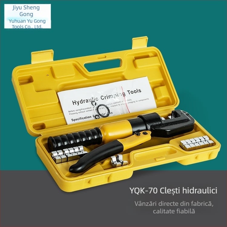 Clește hidraulic manual pentru cabluri, vârfuri cupru-aluminiu – 40Cr, model YQK70120240300, cabluri 4–70 mm², instrument electric portabil