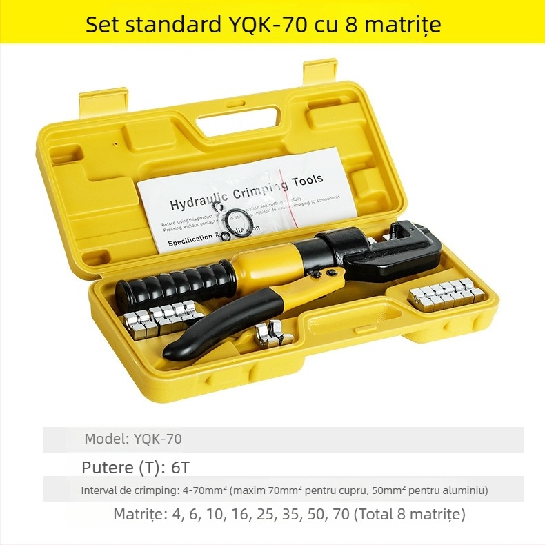 Clește hidraulic manual pentru cabluri, vârfuri cupru-aluminiu – 40Cr, model YQK70120240300, cabluri 4–70 mm², instrument electric portabil