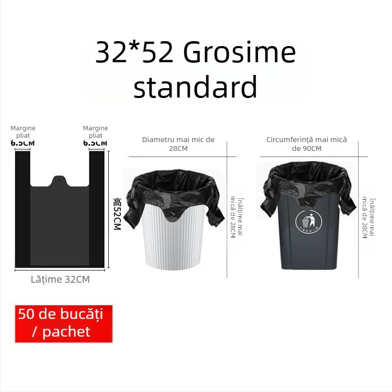 Saci menajeri groși, în stil vestă, LDPE, de unică folosință, 50 buc./pachet
