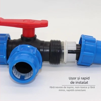 Valvă agricolă cu conectare rapidă, cu trei căi, pentru țevi PE, accesorii pentru țevi din plastic