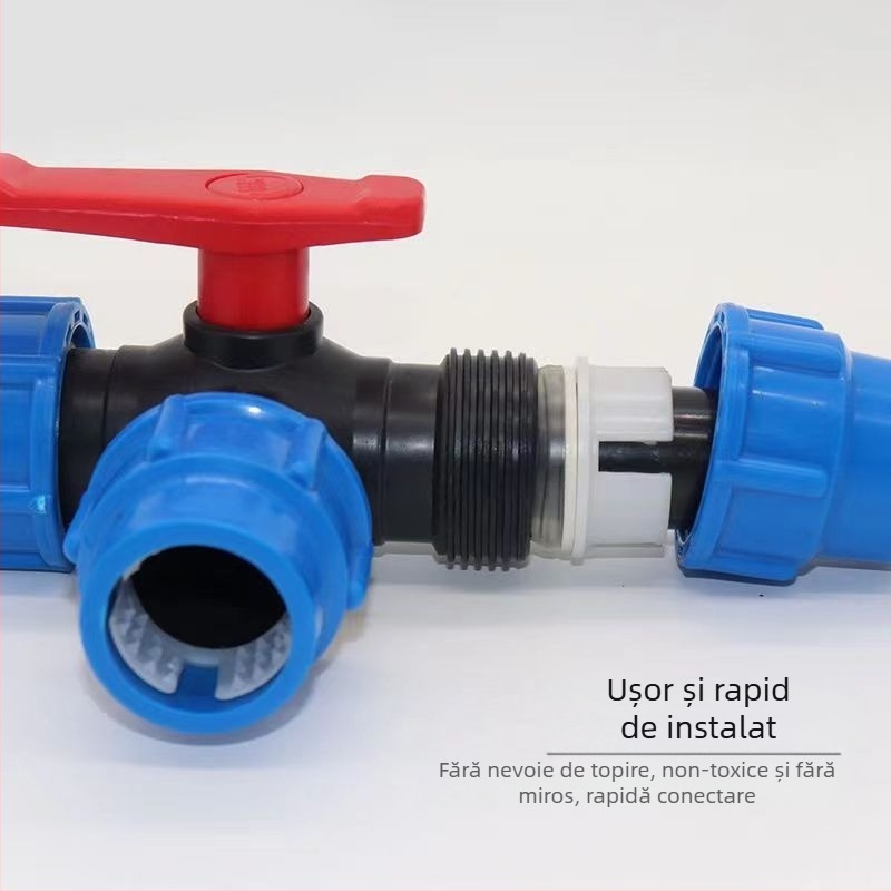 Valvă agricolă cu conectare rapidă, cu trei căi, pentru țevi PE, accesorii pentru țevi din plastic