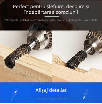 Fișier rotativ cu ax hexagonal pentru tâmplărie și sculptură în rădăni – oțel 45#, potrivit pentru lemn, metal moale și plastic, prelucrare personalizabilă, cap de șlefuire electric în set