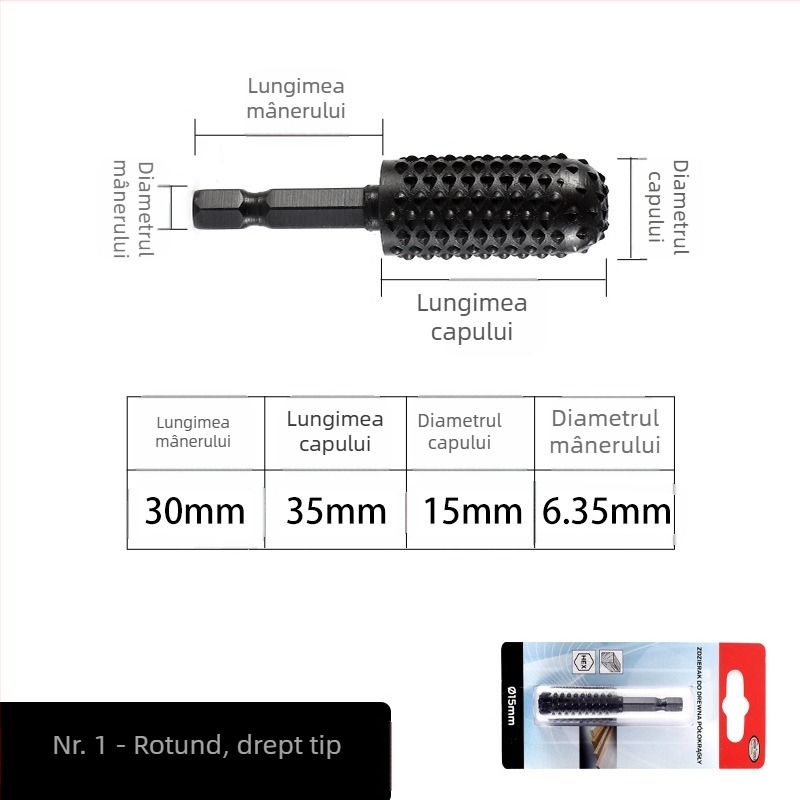 Fișier rotativ cu ax hexagonal pentru tâmplărie și sculptură în rădăni – oțel 45#, potrivit pentru lemn, metal moale și plastic, prelucrare personalizabilă, cap de șlefuire electric în set
