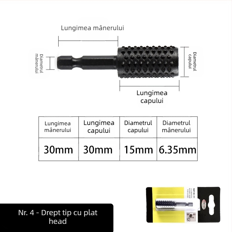 Fișier rotativ cu ax hexagonal pentru tâmplărie și sculptură în rădăni – oțel 45#, potrivit pentru lemn, metal moale și plastic, prelucrare personalizabilă, cap de șlefuire electric în set