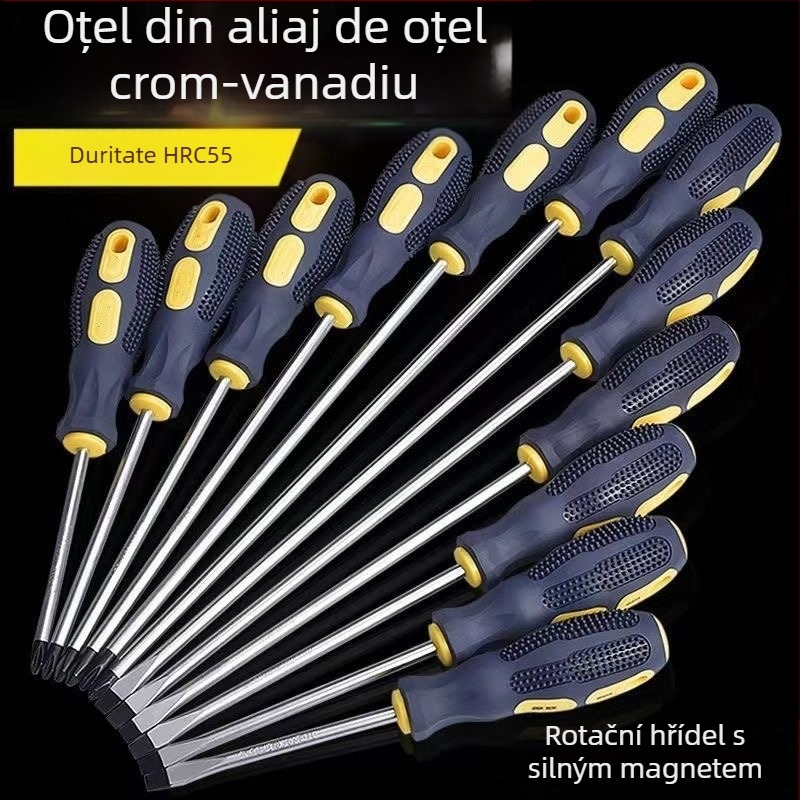 Șurubelniță cu cap încrucișat, magnetică și izolată, din oțel Cr-V crom-vanadiu, cu mâner PP+ABS