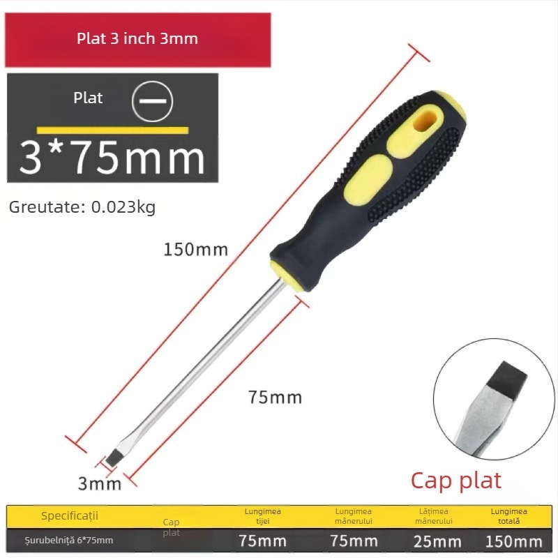 Șurubelniță cu cap încrucișat, magnetică și izolată, din oțel Cr-V crom-vanadiu, cu mâner PP+ABS