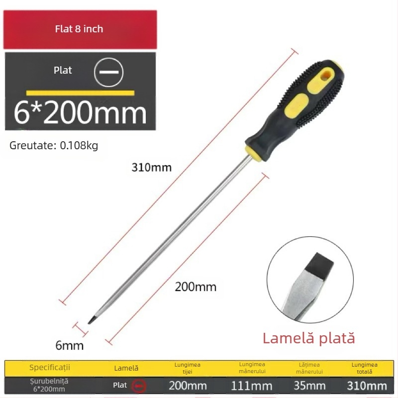 Șurubelniță cu cap încrucișat, magnetică și izolată, din oțel Cr-V crom-vanadiu, cu mâner PP+ABS