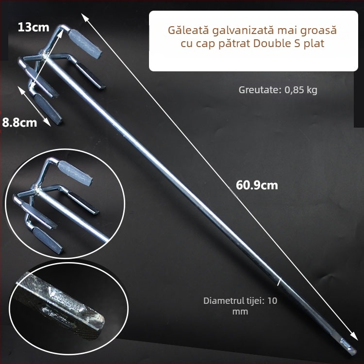 Cap de amestec pentru ciocan rotopercutor, vârf pătrat, palete duble pentru vopsea, construcție metalică