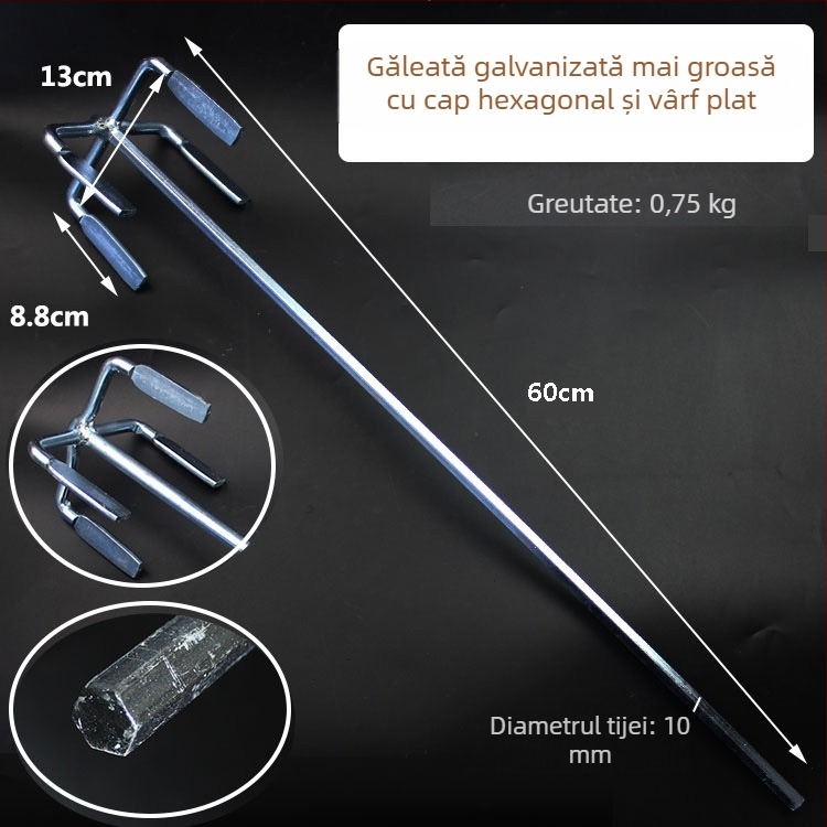 Cap de amestec pentru ciocan rotopercutor, vârf pătrat, palete duble pentru vopsea, construcție metalică