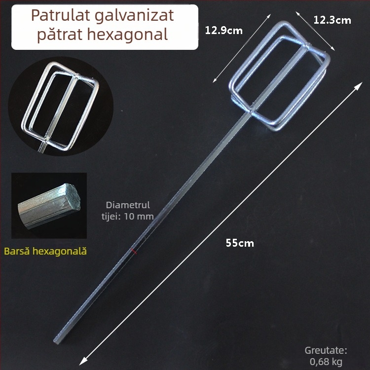 Cap de amestec pentru ciocan rotopercutor, vârf pătrat, palete duble pentru vopsea, construcție metalică