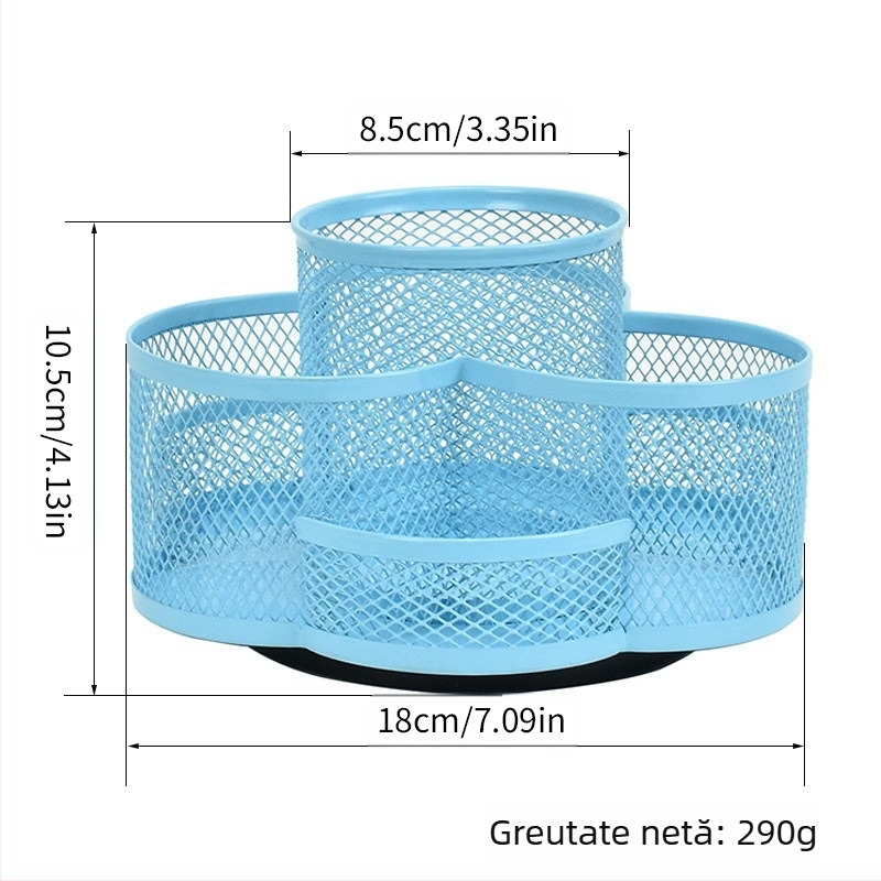 Suport metal pentru pix rotativ, formă circulară, model 02, rotație de 360°, imprimare logo disponibil