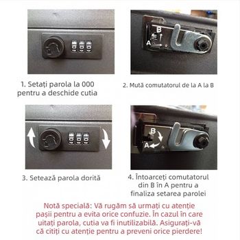 Cutie de depozitare închisă cu încuietoare dublă, din oțel laminat la rece, portabilă