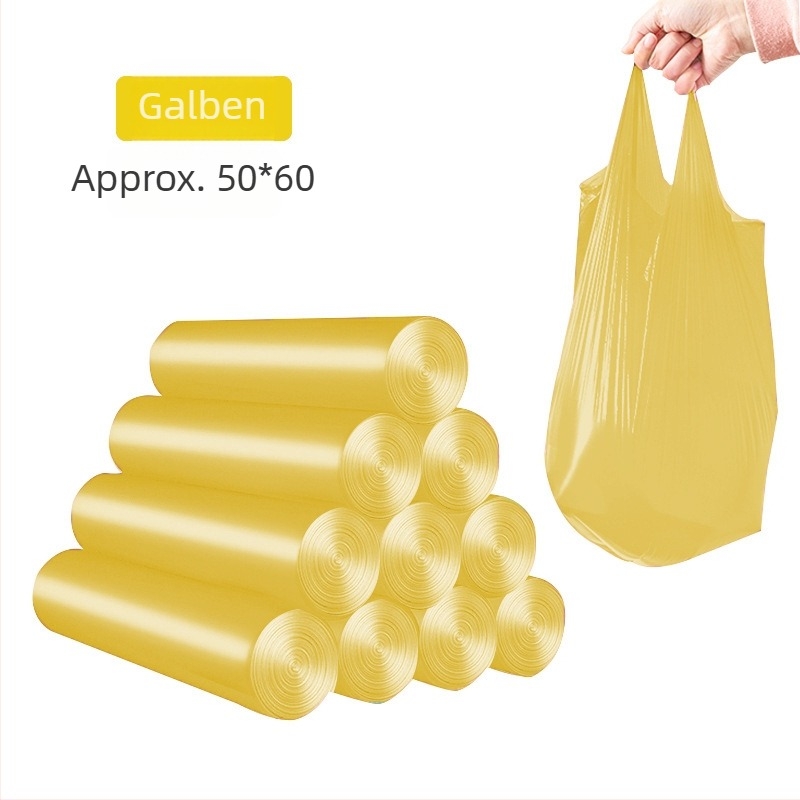 Pungă de gunoi din plastic, groasă, de unică folosință, cu deschidere plată, pentru uz casnic (Plastic; Non degradabil; Deschidere plată; Uz casnic; Unică folosință)