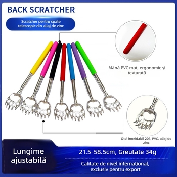 Scărpinător pentru spate extensibil din oțel inoxidabil, design labă de urs