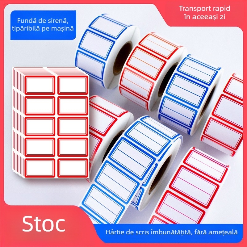 Etichete autoadezive scrise de mână pe rolă, hârtie pentru scris, personalizabile, 10 etichete pe pagină