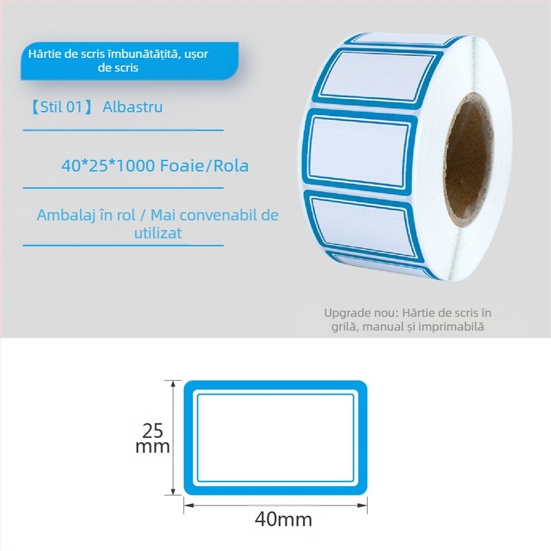 Etichete autoadezive scrise de mână pe rolă, hârtie pentru scris, personalizabile, 10 etichete pe pagină
