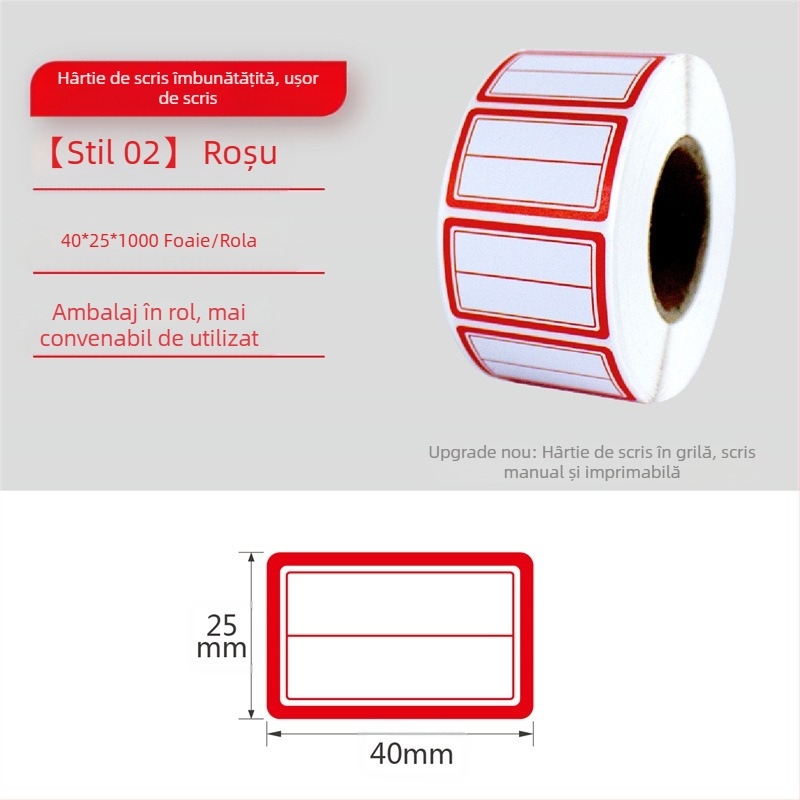 Etichete autoadezive scrise de mână pe rolă, hârtie pentru scris, personalizabile, 10 etichete pe pagină