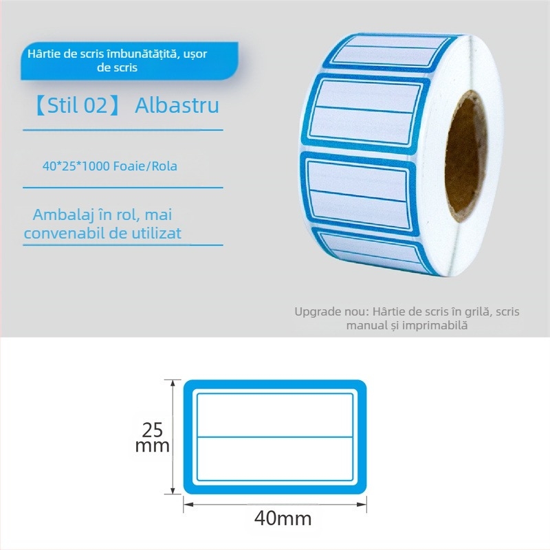 Etichete autoadezive scrise de mână pe rolă, hârtie pentru scris, personalizabile, 10 etichete pe pagină